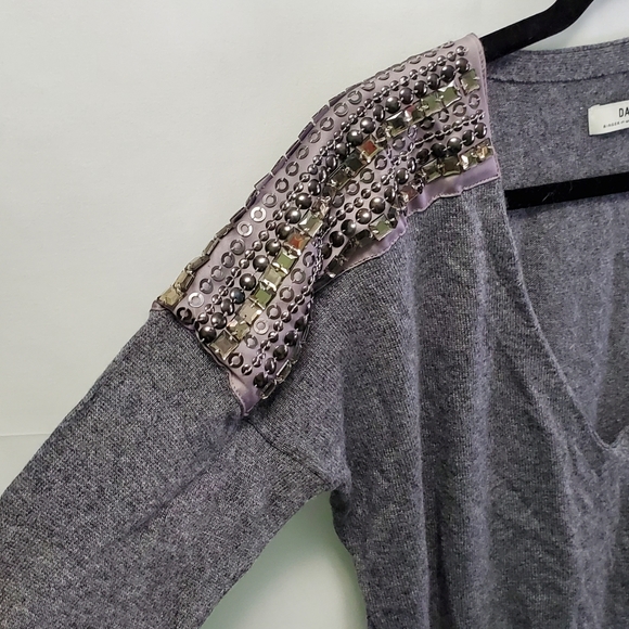 Day Birger Et Mikkelsen Oversized Gray Sweater Dress w/ Beading Studs Shoulders - Picture 3 of 13